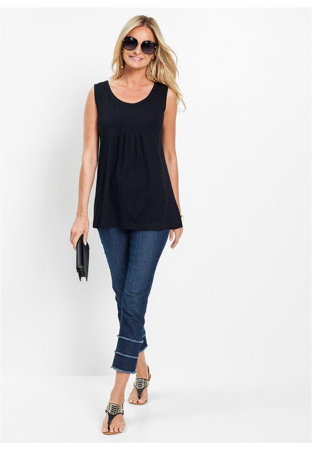 bonprix - Długi top. Kolor: czarny. Długość: długie. Styl: elegancki