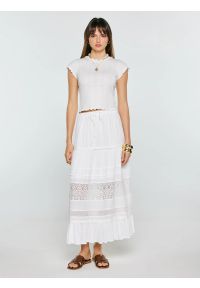 Big-Star - Koszulka damska z ażurowej dzianiny biała Alla 100. Kolor: biały. Materiał: dzianina. Wzór: ażurowy #5