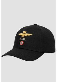 Aeronautica Militare - AERONAUTICA MILITARE Czarna męska czapka z daszkiem. Kolor: czarny. Wzór: haft. Styl: casual, sportowy #1