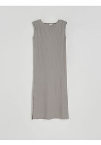 Reserved - Sukienka midi - ciemnoszary. Kolor: szary. Materiał: dzianina, prążkowany. Długość: midi