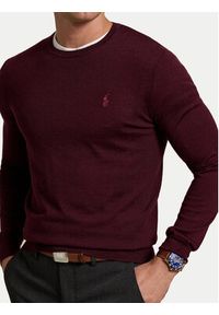 Polo Ralph Lauren Sweter 710946143005 Bordowy Slim Fit. Typ kołnierza: polo. Kolor: czerwony. Materiał: wełna