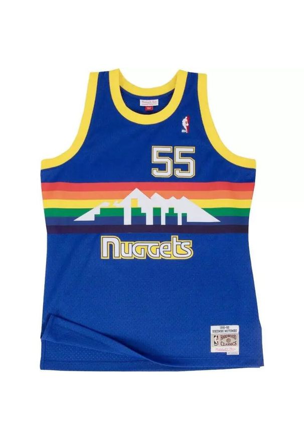 Mitchell & Ness - Koszulka NBA Denver Nuggets Dikembe Mutombo. Kolor: niebieski, wielokolorowy. Sport: koszykówka