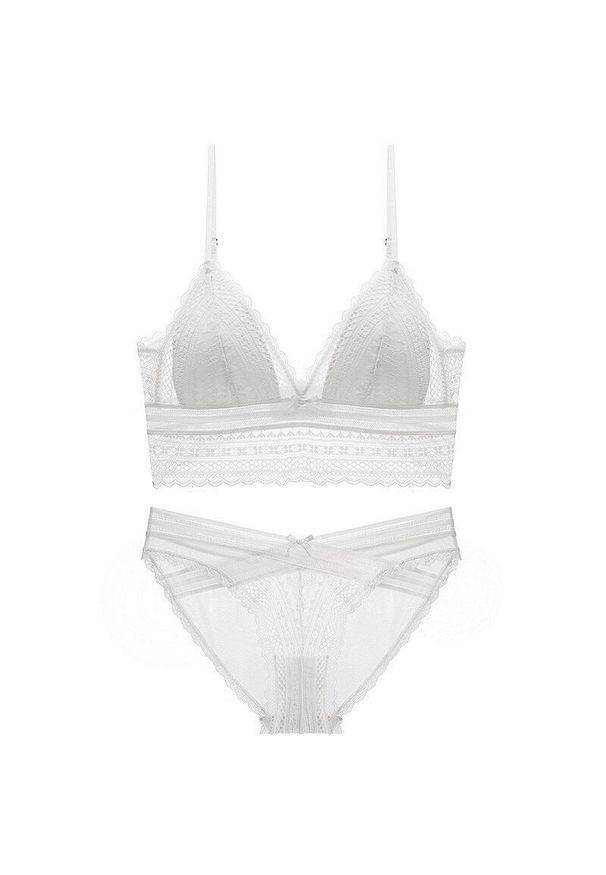 Intica - Koronkowy komplet bielizny z regulowanymi ramiączkami Nadya. Kolor: biały. Materiał: koronka. Wzór: koronka