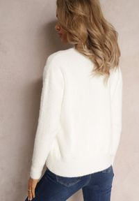 Renee - Biały Sweter Wełniany Elisabema. Kolor: biały. Materiał: wełna. Długość rękawa: długi rękaw. Długość: długie. Styl: klasyczny #5