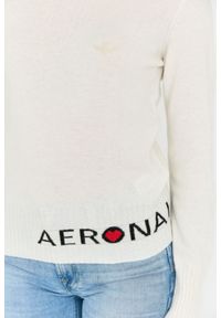 Aeronautica Militare - AERONAUTICA MILITARE Kremowy sweter damski z domieszką kaszmiru. Kolor: kremowy. Materiał: poliamid #5