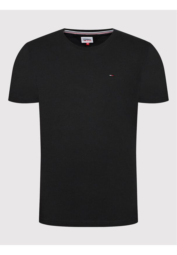 Tommy Jeans T-Shirt DM0DM04411 Czarny Slim Fit. Kolor: czarny. Materiał: bawełna