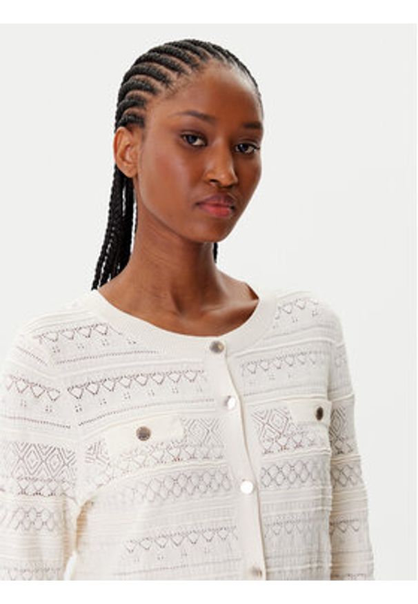 Morgan Kardigan 252-MNAHIA Beżowy Slim Fit. Kolor: beżowy. Materiał: syntetyk