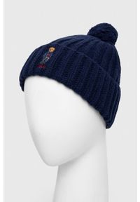 Polo Ralph Lauren czapka wełniana kolor granatowy z grubej dzianiny wełniana. Kolor: niebieski. Materiał: wełna, dzianina #2