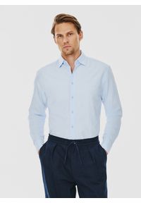 Pako Lorente - PAKO LORENTE – Niebieska bawełniana koszula męska. Kolor: niebieski, biały. Materiał: bawełna. Długość rękawa: długi rękaw. Długość: długie. Styl: elegancki #1