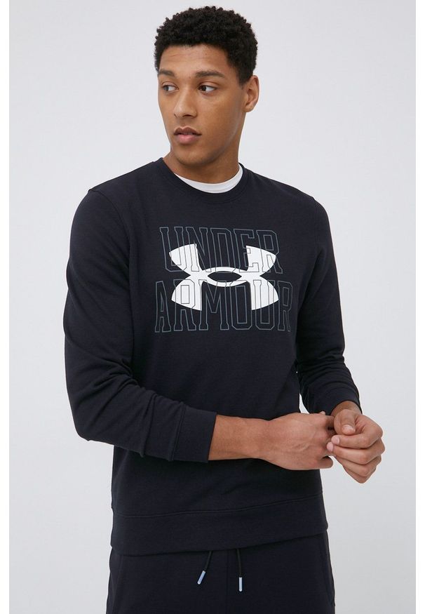 Under Armour bluza 1370391 męska kolor czarny z nadrukiem. Kolor: czarny. Materiał: dzianina. Wzór: nadruk