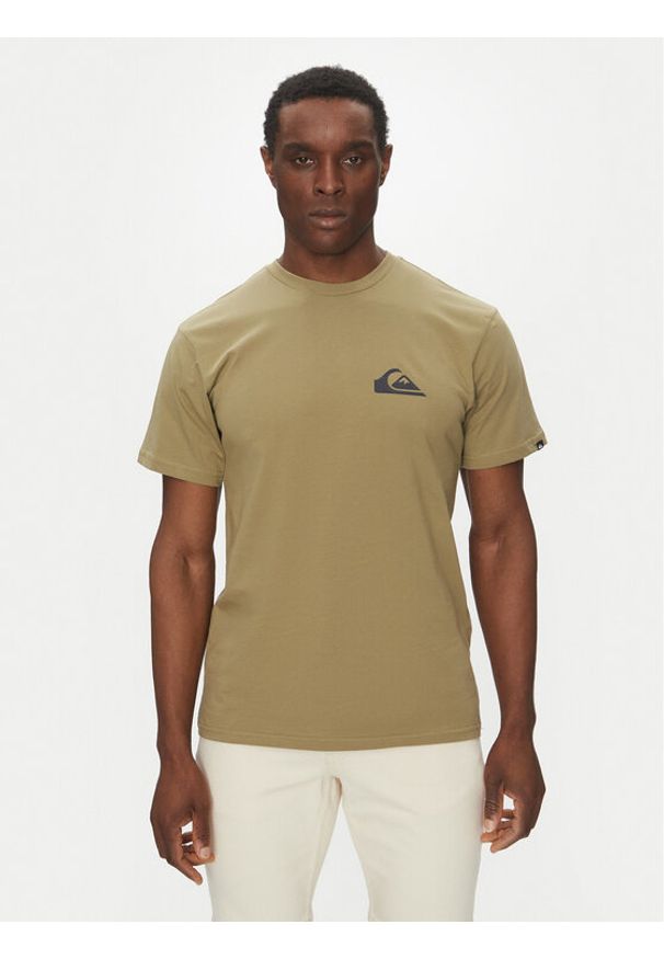 Quiksilver T-Shirt EQYZT08042 Khaki Regular Fit. Kolor: brązowy. Materiał: bawełna