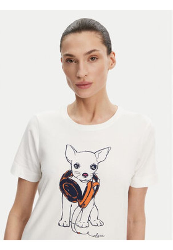 Olsen T-Shirt 11105029 Biały Slim Fit. Kolor: biały. Materiał: bawełna
