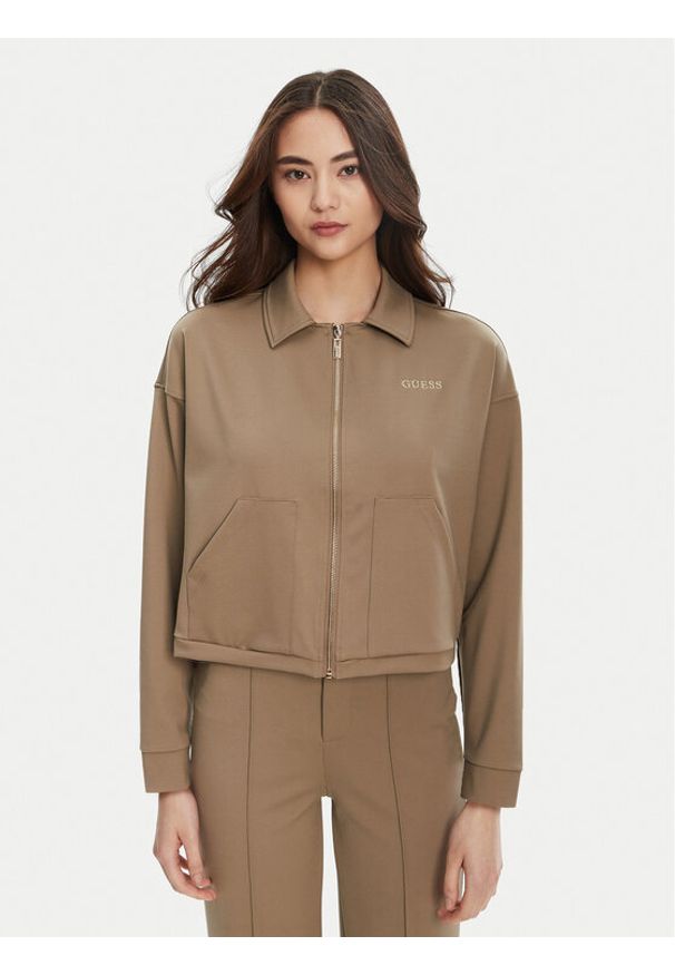 Guess Bluza V5YL08 KCX42 Brązowy Regular Fit. Kolor: brązowy. Materiał: syntetyk