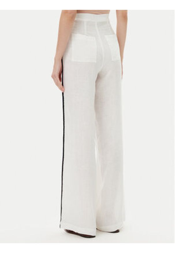 ICONA Spodnie materiałowe RP5LE005 Biały Relaxed Fit. Kolor: biały. Materiał: len