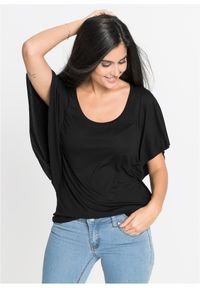 bonprix - Shirt. Kolor: czarny. Długość: krótkie. Wzór: nadruk, gładki. Styl: elegancki