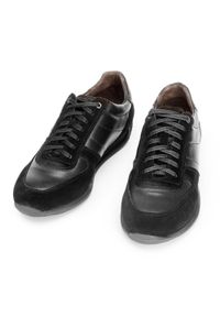 Wittchen - Męskie sneakersy z różnych skór czarne. Okazja: na co dzień. Nosek buta: okrągły. Kolor: czarny. Materiał: skóra, nubuk #5
