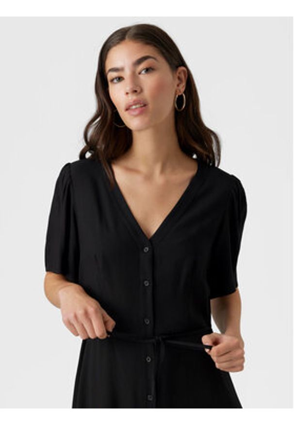 Vero Moda Sukienka letnia Alba 10292845 Czarny Regular Fit. Kolor: czarny. Materiał: wiskoza. Sezon: lato
