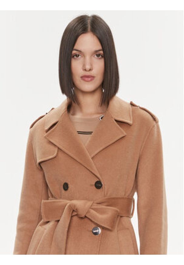 Liu Jo Płaszcz wełniany CF3002 T3540 Beżowy Relaxed Fit. Kolor: beżowy. Materiał: syntetyk