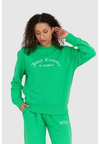 Juicy Couture - JUICY COUTURE Zielona bluza damska saoirse recycled z haftowanym logo. Kolor: zielony. Wzór: haft