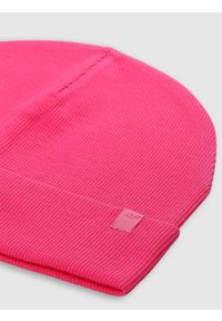 4f - Czapka beanie dziecięca - różowa. Kolor: różowy. Materiał: bawełna, dzianina, materiał. Sezon: wiosna. Styl: sportowy, casual, klasyczny