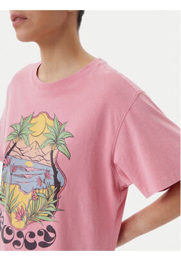 Roxy T-Shirt ERJZT05905 Różowy Oversize. Kolor: różowy. Materiał: bawełna