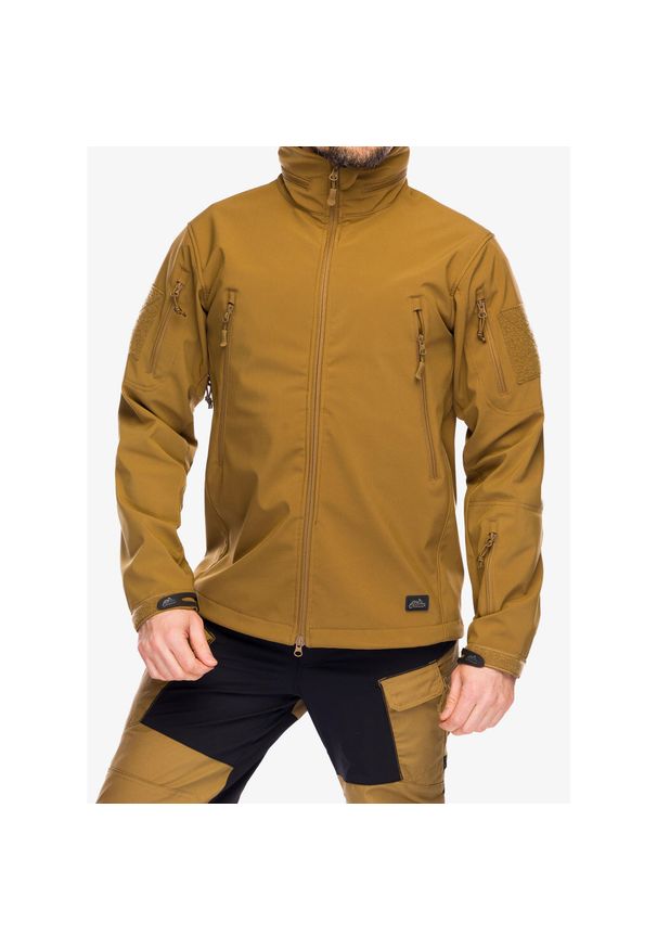 Kurtka bushcraft męska Helikon-Tex Gunfighter Jacket Shark Skin Windblocker. Kolor: brązowy. Sport: turystyka piesza