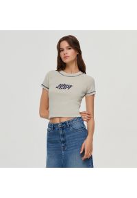 House - Koszulka z nadrukiem Glow Girl beżowa - Szary. Kolor: szary. Wzór: nadruk #1