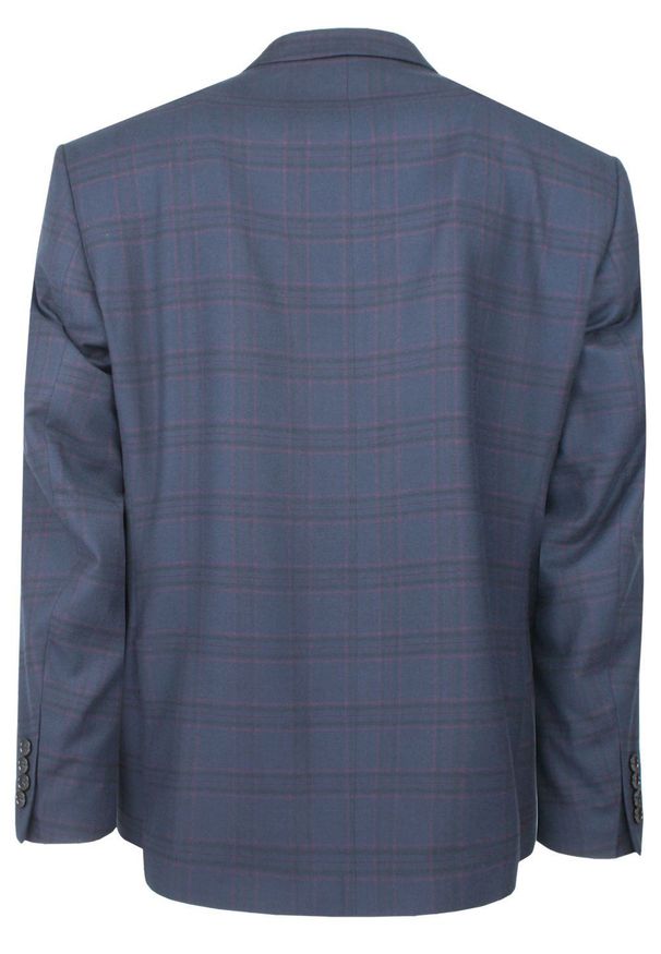 Męska Marynarka w Delikatną Kratę - Casino - Granatowa. Kolor: niebieski. Materiał: poliester, wiskoza. Styl: wizytowy, sportowy, elegancki