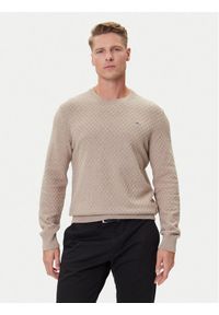 GANT - Gant Sweter 8030261 Beżowy Regular Fit. Kolor: beżowy. Materiał: bawełna
