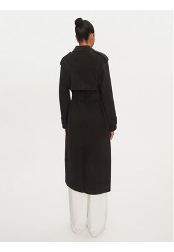 Elisabetta Franchi Płaszcz wełniany CP-57D-46E2 Czarny Regular Fit. Kolor: czarny. Materiał: wełna