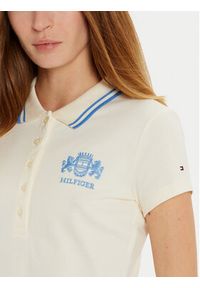 TOMMY HILFIGER - Tommy Hilfiger Polo Varsity WW0WW43931 Beżowy Slim Fit. Typ kołnierza: polo. Kolor: beżowy. Materiał: bawełna #5