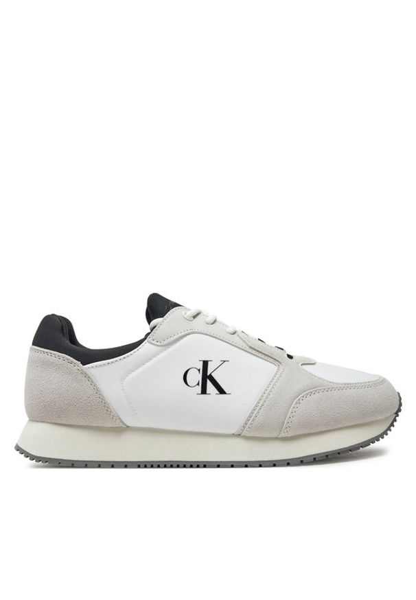 Calvin Klein Jeans Sneakersy Retro Sock Runner Mg Wmm YM0YM01152 Biały. Kolor: biały. Materiał: skóra