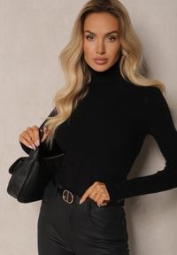 Renee - Czarny Golf z Wełną w Klasycznym Stylu Florinelle. Okazja: na co dzień, do pracy, na spotkanie biznesowe. Typ kołnierza: golf. Kolor: czarny. Materiał: wełna. Długość rękawa: długi rękaw. Długość: długie. Wzór: aplikacja. Styl: klasyczny #2