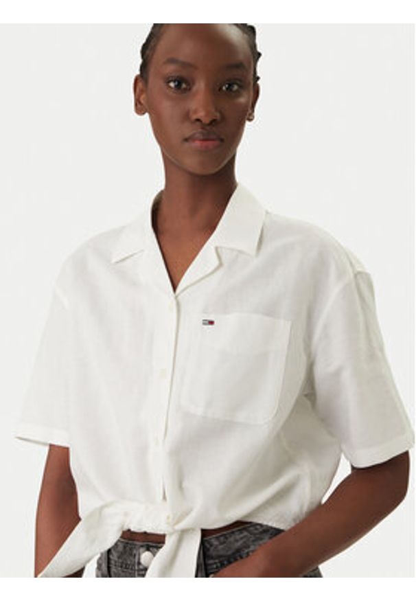 Tommy Jeans Koszula DW0DW22210 Biały Relaxed Fit. Kolor: biały. Materiał: len