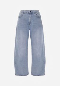 Renee - Niebieskie Jeansy Balloon z Bawełną High Waist Pronadina. Okazja: na co dzień. Stan: podwyższony. Kolor: niebieski. Styl: casual, retro #3