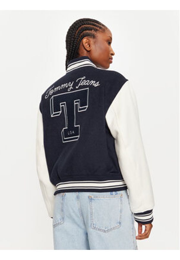 Tommy Jeans Kurtka bomber Letterman DW0DW18845 Granatowy Regular Fit. Kolor: niebieski. Materiał: syntetyk