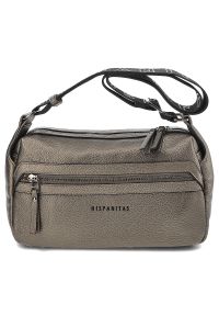 Szara Modna Damska Listonoszka Hispanitas. Kolor: szary. Materiał: skórzane. Styl: casual, elegancki. Rodzaj torebki: na ramię #1