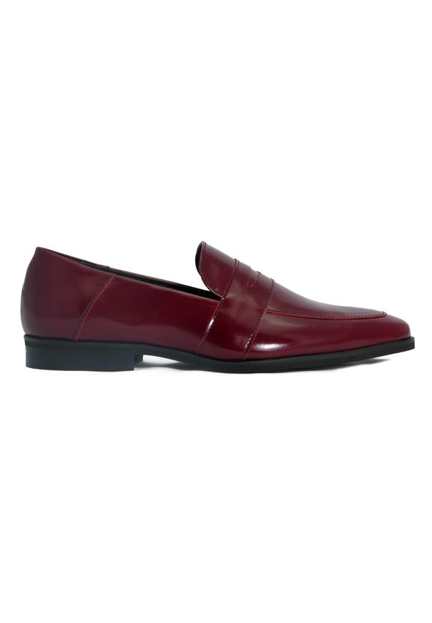 Modini - Bordowe loafersy - wsuwane buty męskie - penny loafers T215. Okazja: na co dzień. Zapięcie: bez zapięcia. Kolor: czerwony. Materiał: skóra, guma. Sezon: lato. Styl: wizytowy, młodzieżowy, klasyczny, casual