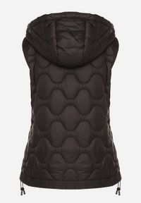 Born2be - Czarna Kamizelka z Odpinanym Kapturem Ozdobiona Pikowaniem Cirisse. Okazja: na spacer, na co dzień. Kolor: czarny. Materiał: jeans. Wzór: aplikacja. Styl: casual, elegancki, klasyczny #5