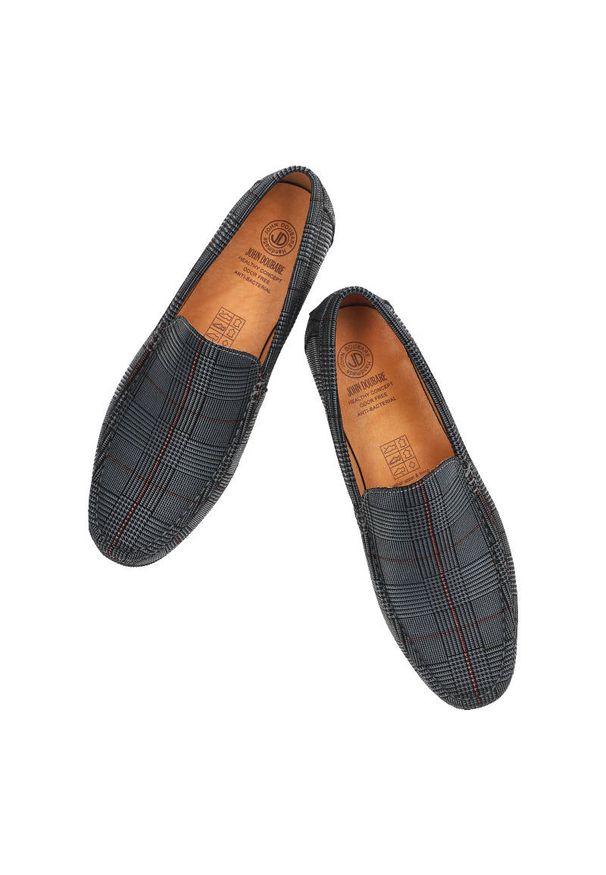 Szare Mokasyny John Doubare Męskie Stylowe Obuwie. Kolor: szary. Materiał: zamsz, skóra. Szerokość cholewki: normalna. Styl: elegancki