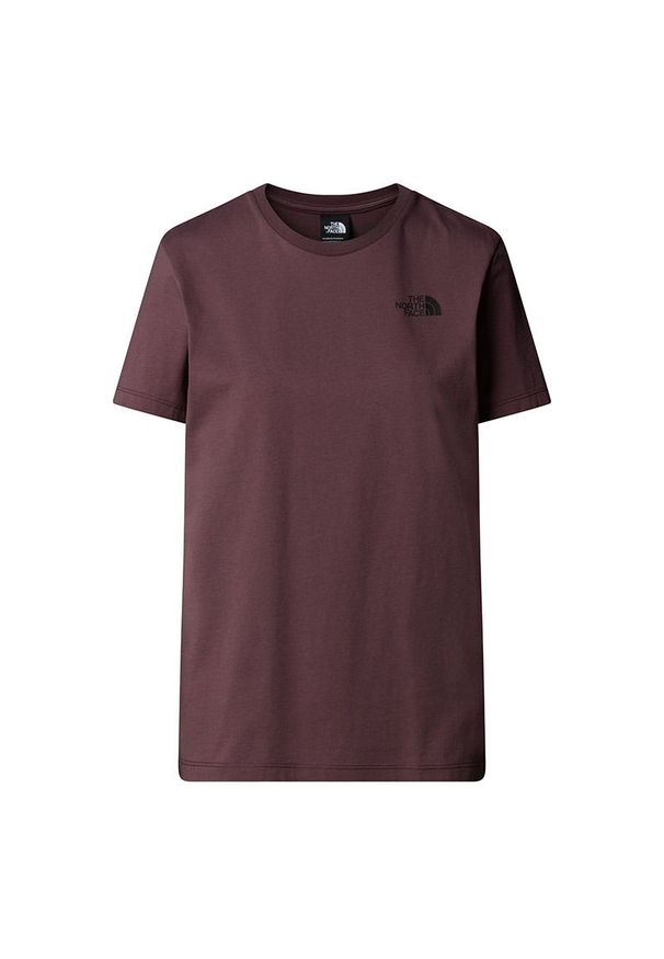 Koszulka damska The North Face NSE Box Edge Of Light Infill 0A8E3JES91 - fioletowa. Kolor: fioletowy. Materiał: bawełna, dresówka. Długość rękawa: krótki rękaw. Długość: krótkie