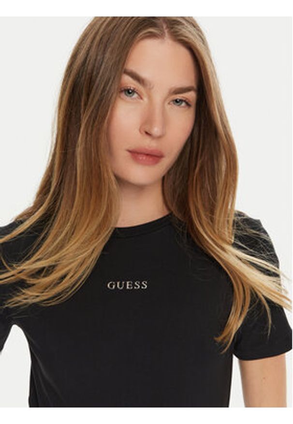 Guess T-Shirt Marika V4YI22 KCD02 Czarny Regular Fit. Kolor: czarny. Materiał: syntetyk