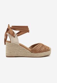Born2be - Brązowe Sandały na Plecionym Koturnie z Wiązaniem Taloriela. Okazja: na co dzień. Kolor: brązowy. Sezon: lato. Obcas: na koturnie. Styl: casual, elegancki #4