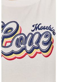 Love Moschino T-shirt kolor biały. Okazja: na co dzień. Kolor: biały. Wzór: nadruk. Styl: casual
