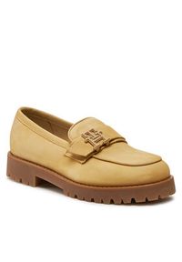 TOMMY HILFIGER - Tommy Hilfiger Loafersy Cleated Nubuck Boat Shoe FW0FW08062 Beżowy. Kolor: beżowy. Materiał: skóra