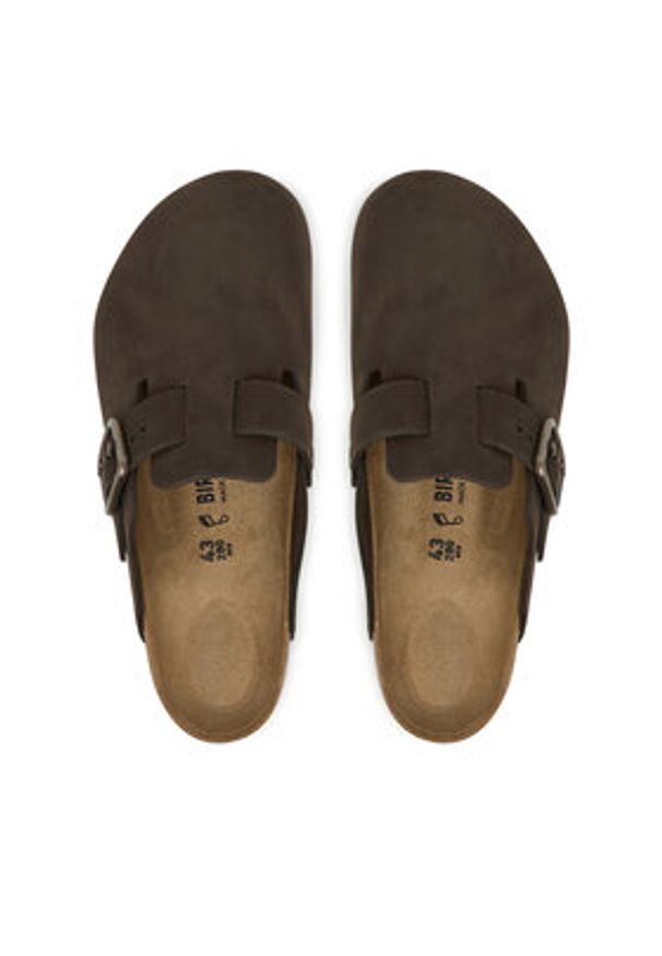 Birkenstock Klapki Boston Wire Buckle 1032760 Brązowy ciemny. Kolor: brązowy. Materiał: nubuk, skóra