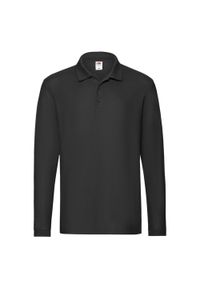 FRUIT OF THE LOOM - Męska Koszulka Polo Premium Z Długim Rękawem. Typ kołnierza: polo. Kolor: czarny. Długość rękawa: długi rękaw. Długość: długie