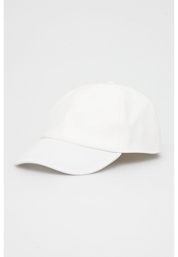 Marella czapka kolor biały gładka. Kolor: biały. Wzór: gładki