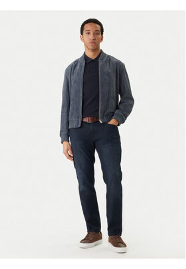 BOSS Kurtka skórzana H-Muller 50543213 Niebieski Regular Fit. Kolor: niebieski. Materiał: skóra