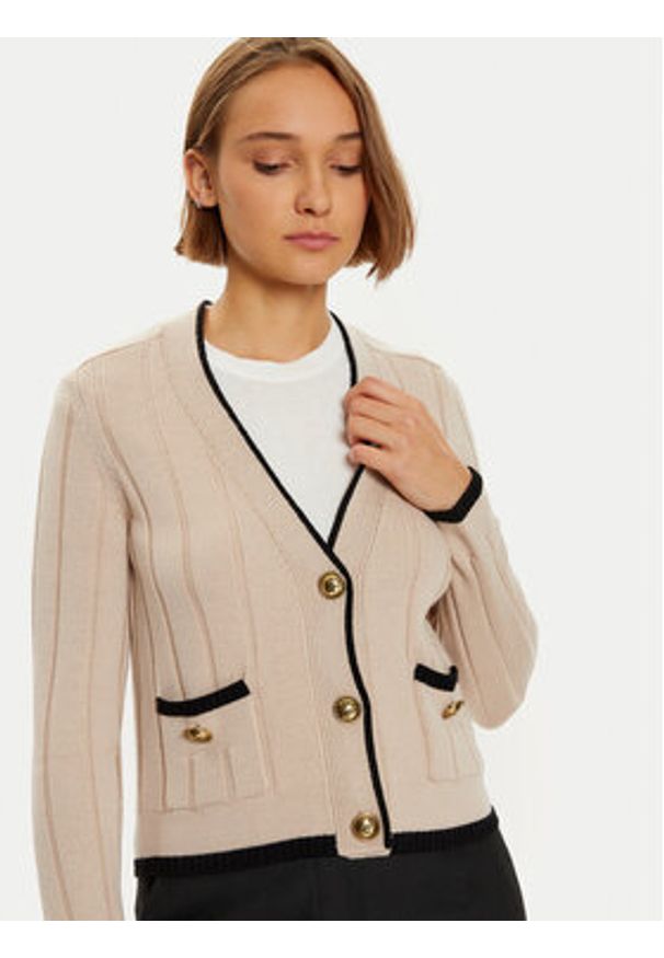 Luisa Spagnoli Kardigan Mozione 58437 Beżowy Regular Fit. Kolor: beżowy. Materiał: wełna